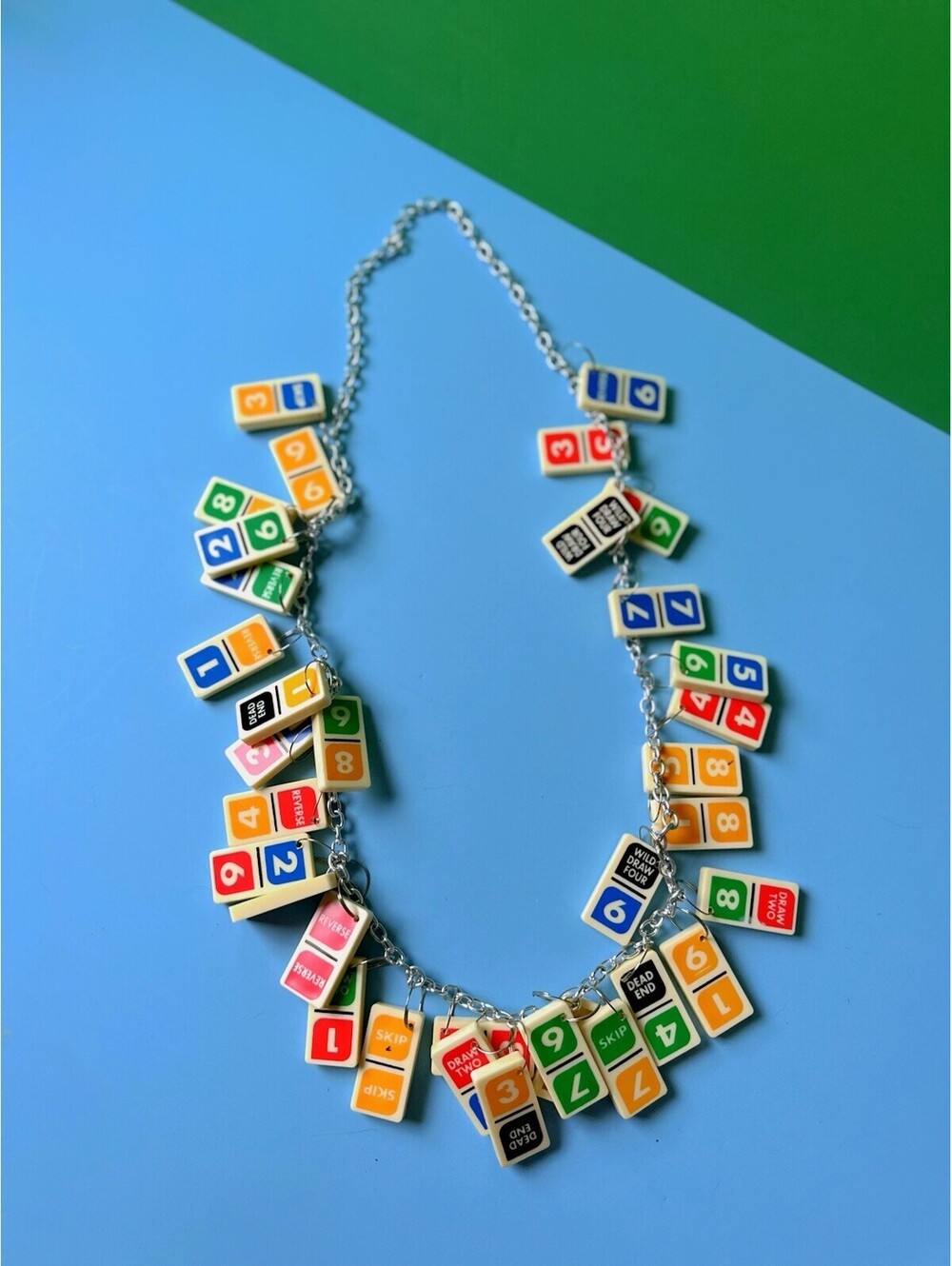 Vintage Domino Necklace, Colorful Handmade 1970’s Charms